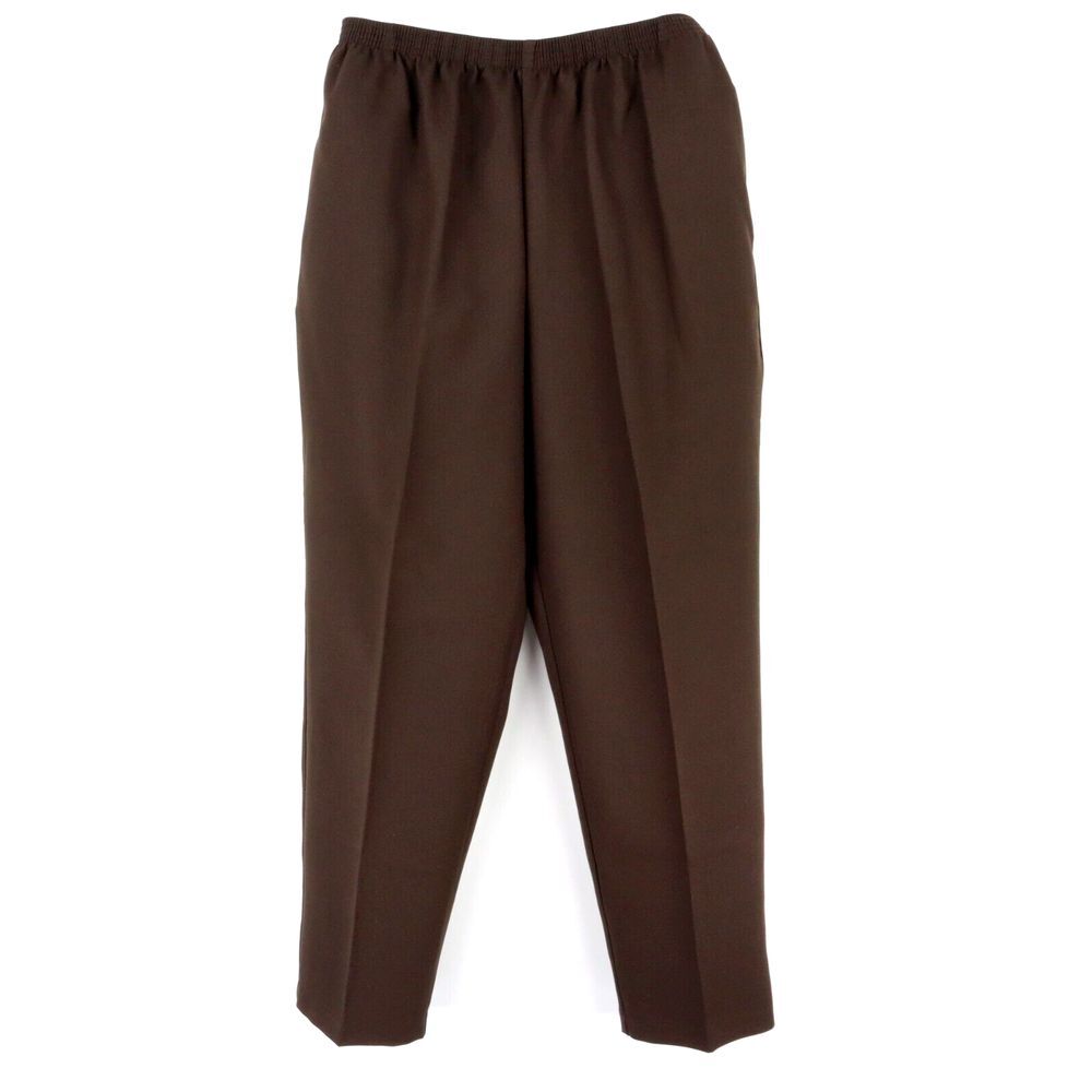 White Stag Stretch Waist Dress Pants Womens Size 14 Brown Polyester Pockets